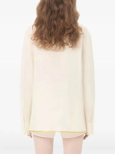 Valentino Garavani Floral Embroidery Shirt Shirt And Blouse Beige In Brown