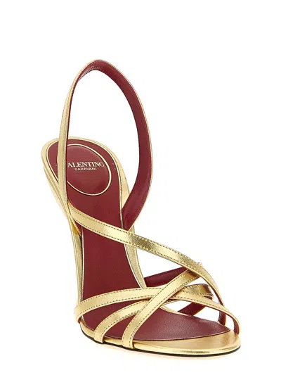 Valentino Garavani Fetishique Sandal In Laminated Nappa 105mm Woman Antique Brass 38.5 In Gold