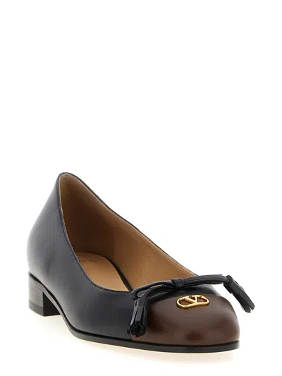 Valentino Garavani Leather Valet Du Roi Ballet Flats In Black
