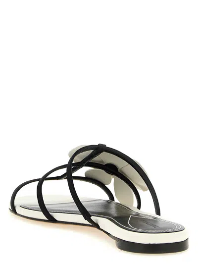 Zimmermann Orchid Floral Flat Strappy Open Toe Sandals In White