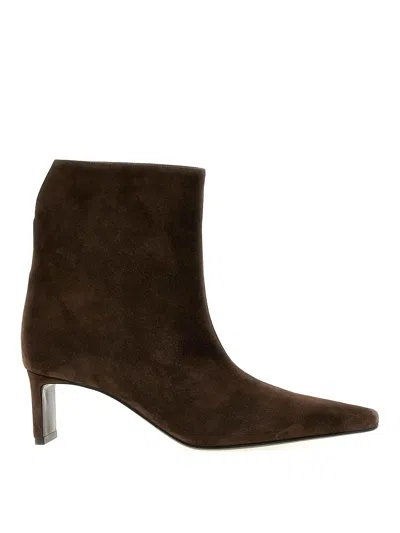 Khaite Ona 55 Suede Ankle Boots In Brown