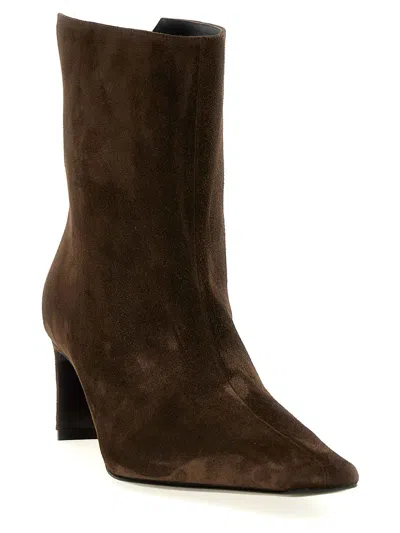 Khaite Ona 55 Suede Ankle Boots In Brown