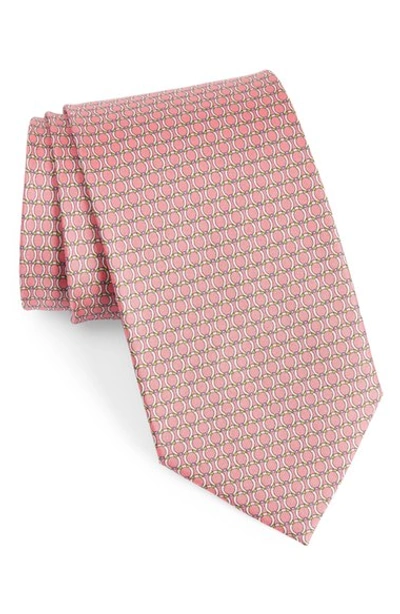 Shop Ferragamo Geometric Silk Tie In Pink