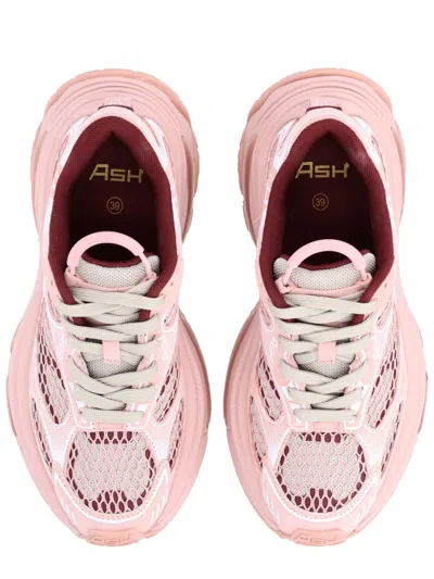 Ash Mesh Sneakers Rubber Sole Pull Tab In Pink