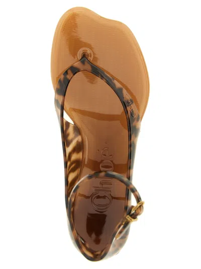 Chloé Jelly Flip-flop Sandals Tropical Print Shell Heel
