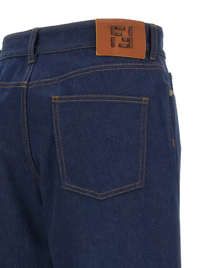 Fendi Ff Reverse Jeans Blue In Blue