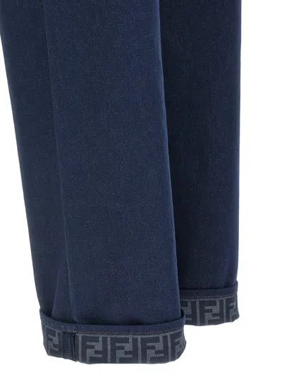 Fendi Ff Reverse Jeans Blue In Blue