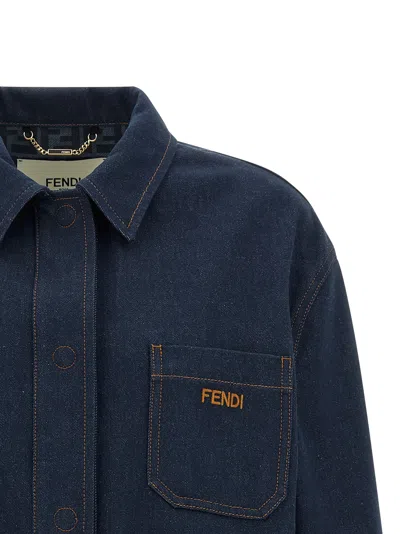 Fendi Ff Reverse Puffer Jackets Blue In Blue