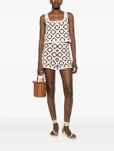 Maje Crochet Patterned Shorts In Multi