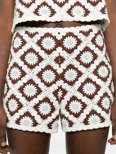 Maje Crochet Patterned Shorts In Multi