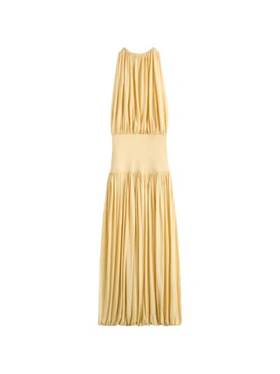 Totême Soft Gathered Halter Midi Bubble Dress In Yellow