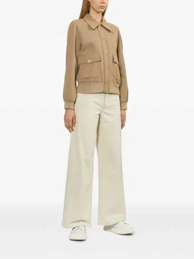 Apc A. P.c. Button-front Collared Bomber Jacket In Brown