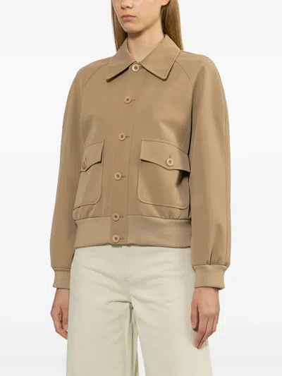 Apc A. P.c. Button-front Collared Bomber Jacket In Brown