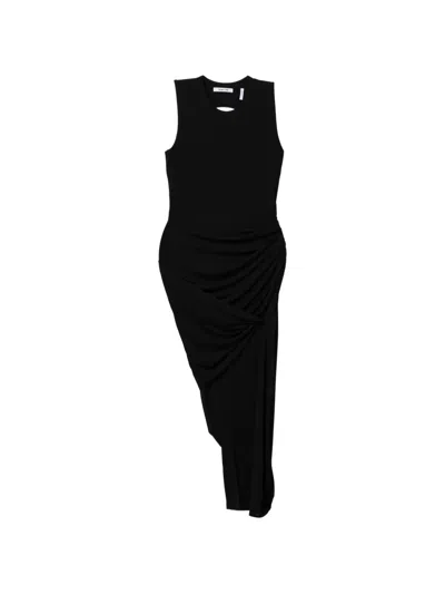 Helmut Lang Twist Drape Asymmetric Hem Dress In Multi