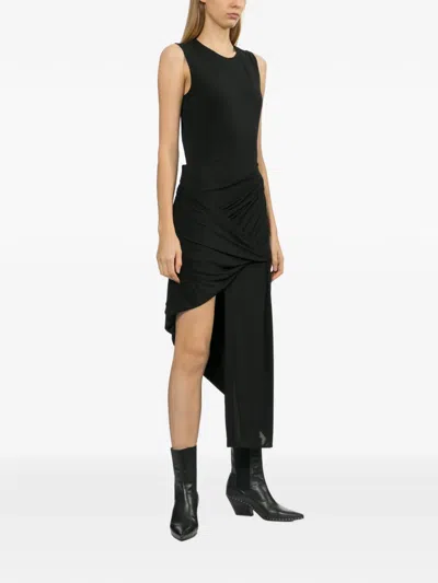 Helmut Lang Twist Drape Asymmetric Hem Dress In Multi