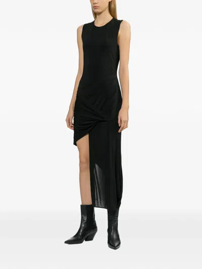 Helmut Lang Twist Drape Asymmetric Hem Dress In Multi