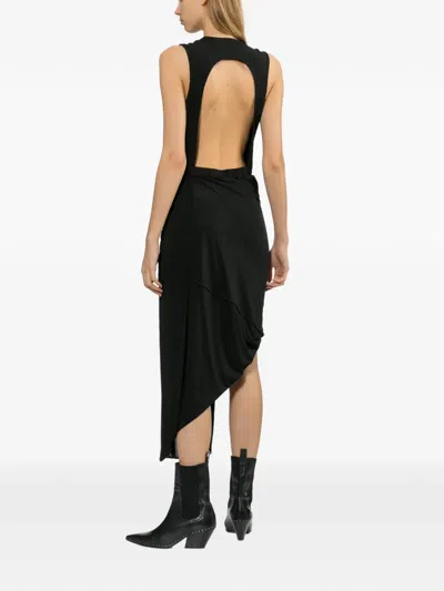 Helmut Lang Twist Drape Asymmetric Hem Dress In Multi