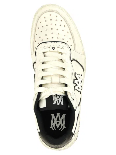 Amiri Newport White Sneakers Low Top With Logo Patch On The Side And Contrasting Heel With Leather Logo Le In Metallic