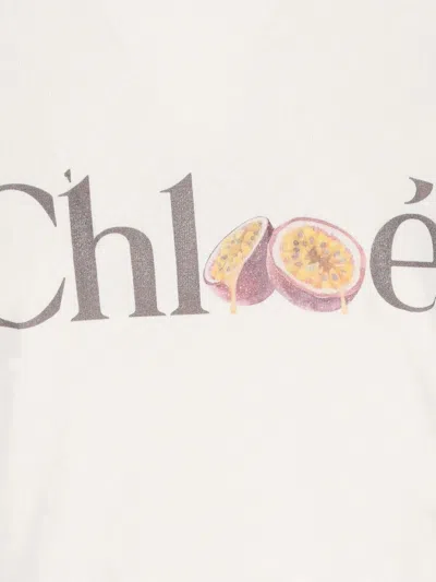 Chloé Baby Fit T-shirt In Cotton Jersey With Passion Fruit Print In White