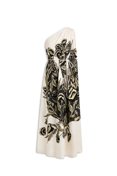 Scanlan Theodore Embroidered Linen Dress In Multi