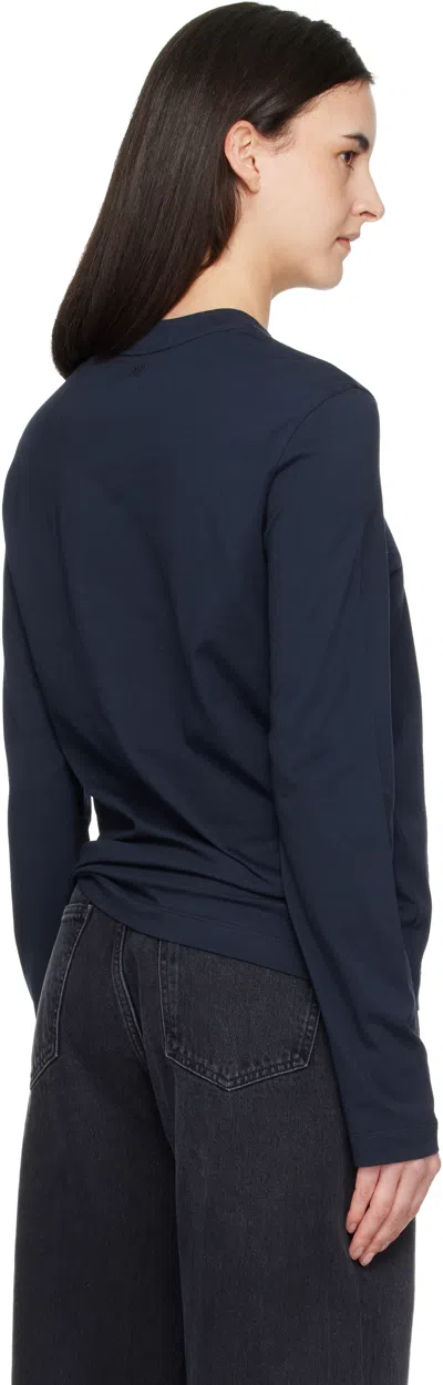 Ami Alexandre Mattiussi Classic Crew Neck Sweater With Embroidered Heart Detail In Blue