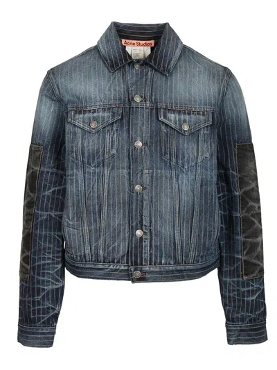 Acne Studios Men Patchwork Denim Jacket In Blue