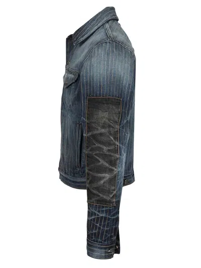 Acne Studios Men Patchwork Denim Jacket In Blue