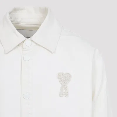 Ami Alexandre Mattiussi Men & Apos;s Crochet Ami De Coeur White Denim Overshirt