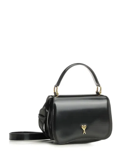 Ami Alexandre Mattiussi Black Handbag With Adc Patch On The Front And Adjustable And Removable Shoulder Strap In Leather Wom