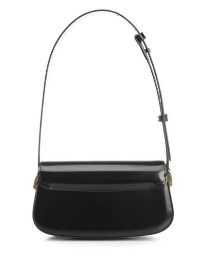Ami Alexandre Mattiussi Paris Paris Black Shoulder Bag With Adc Plaque On The Front And Adjustable Shoulder Strap In Leather
