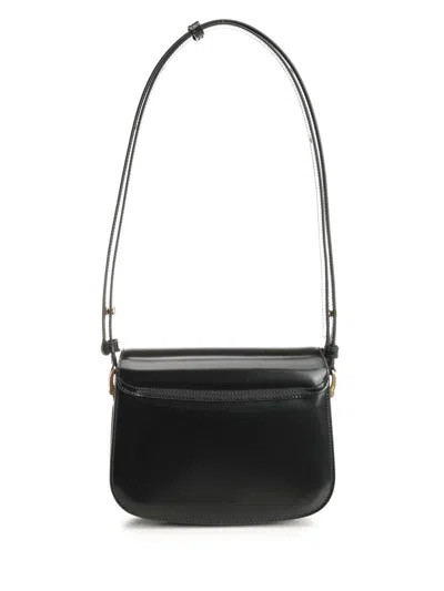Ami Alexandre Mattiussi Paris Paris Black Shoulder Bag With Adc Plaque On The Front And Adjustable Shoulder Strap In Leather