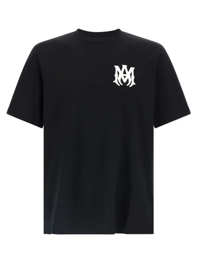 Amiri Jazz Wolf Black Crewneck T-shirt With Logo Lettering On The Front And Maxi Print On The Rear In Cott In Black