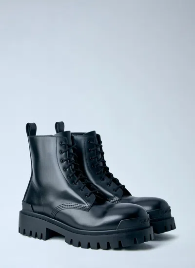 Balenciaga Leather Boots With Maxi Rubber Sole In Black