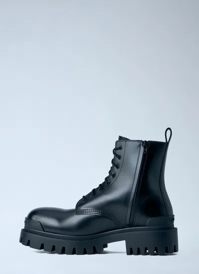 Balenciaga Leather Boots With Maxi Rubber Sole In Black