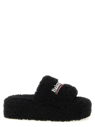 Balenciaga Furrand Platform Sandals For Women In Black