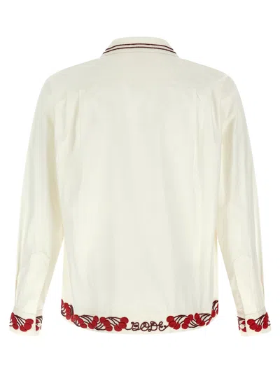 Bode White Cherry Lane Beaded Shirt In Neutral