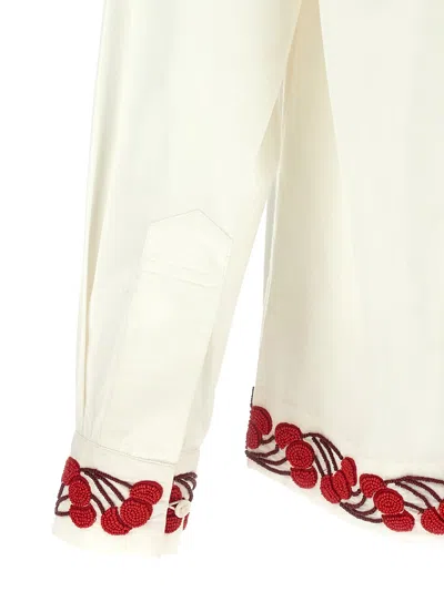 Bode White Cherry Lane Beaded Shirt In Neutral