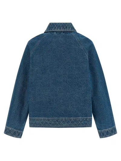 Bode Embroidered Merino Wool-blend Denim Jacket In Blue