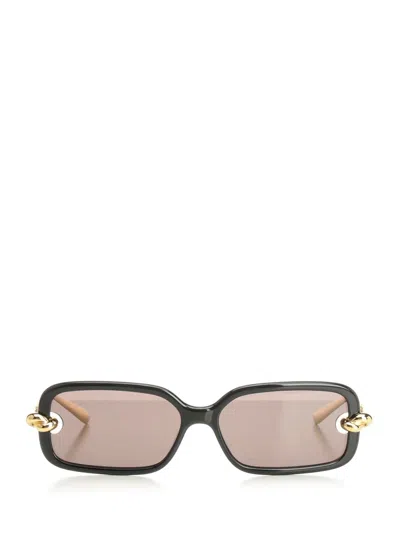 Bottega Veneta Knot Rectangular Sunglasses In Black