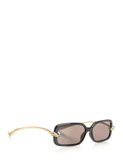 Bottega Veneta Knot Rectangular Sunglasses In Black