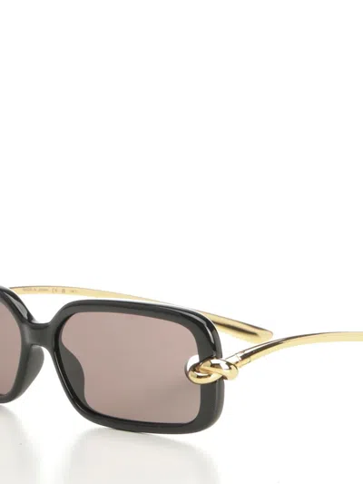 Bottega Veneta Knot Rectangular Sunglasses In Black