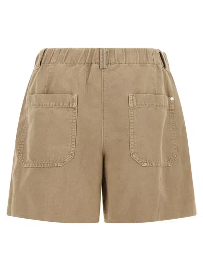 Brunello Cucinelli Baggy Shorts Pleated Front Belt Loops Pockets In Brown