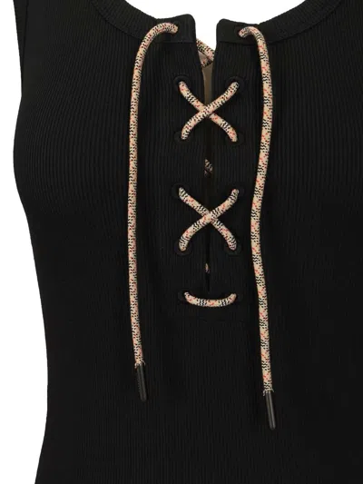 Burberry Ribbed Adjustable Drawstring Tank Top With Equestrian Knight Design In Burgundy
