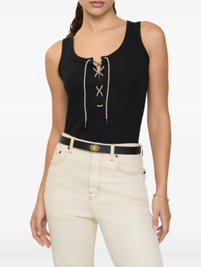 Burberry Ribbed Adjustable Drawstring Tank Top With Equestrian Knight Design In Burgundy