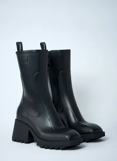 Chloé Back Loop Square Toe Boots With 50mm Heel In Black