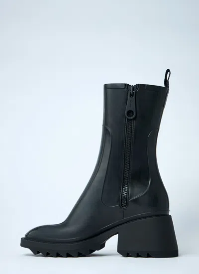 Chloé Back Loop Square Toe Boots With 50mm Heel In Black