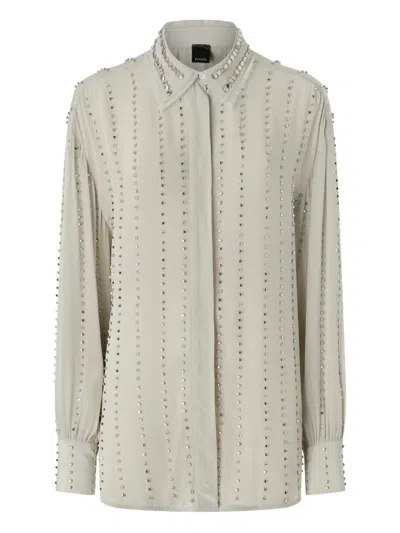 Pinko Camicia Leggera Con Righe Gioiello In Neutral