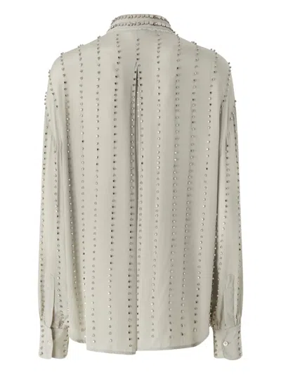 Pinko Camicia Leggera Con Righe Gioiello In Neutral