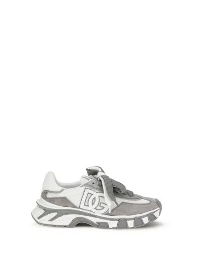 Dolce & Gabbana Dg Country Road Sneaker In Leather And Fabric In Gray