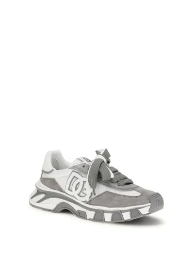 Dolce & Gabbana Dg Country Road Sneaker In Leather And Fabric In Gray